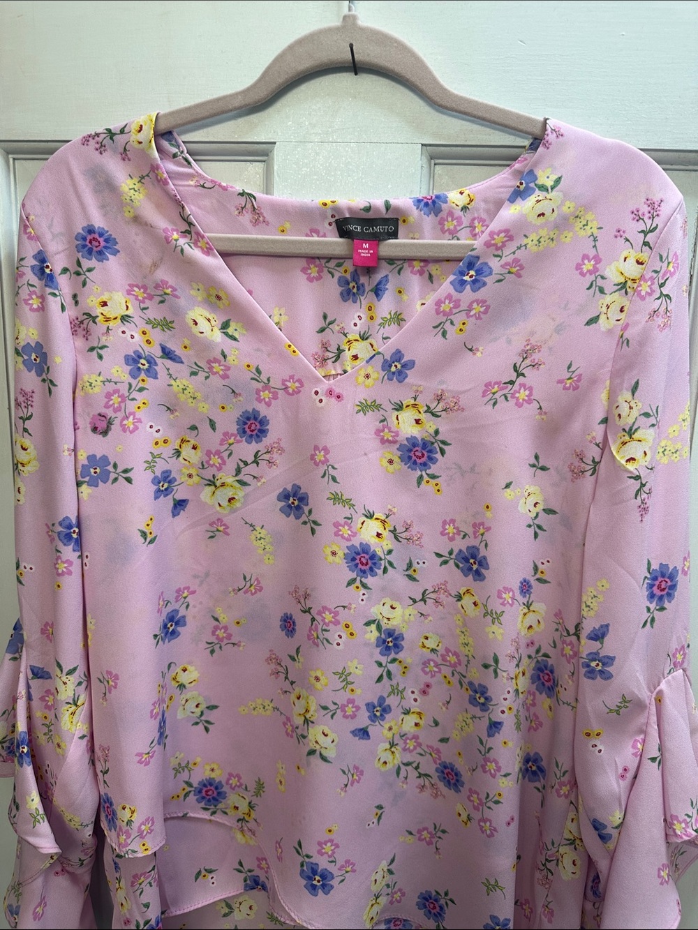 Vince Camuto Lavender Floral V-Neck Blouse